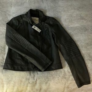 Dark gray Hollister leather jacket, size Large.
